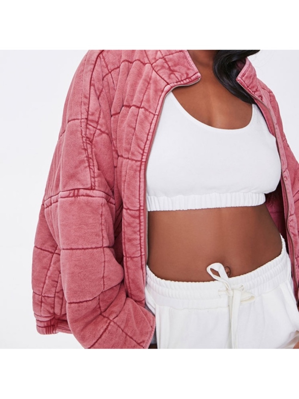 Washed Pink Quilted Puffer Jacket - Women